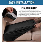 H.VERSAILTEX Velvet Stretch Couch Cushion Cover Plush Cushion Slipcover for Chair Loveseat Sofa Cushion Furniture Protector Seat Cushion Sofa Cover (2 Piece Large Sofa Cushion Covers, Black)