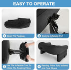 cjc Reading Pillow for Gaming, Memory Foam Gaming Pillow for Lap with Coaster, Hight Adjustable Lap Desk Pillow for Reading, Working, Crocheting or Sitting in Bed Floor Sofa (Black+Cup Tray)