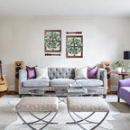 Rustic Wood Window Frame with Green Wreath and Arrows Wall Decor，Farmhouse Window Frame Hanging Decor,Wooden Fake Decoration,Window Pane Wall Decor,Set of 2 (Brown)