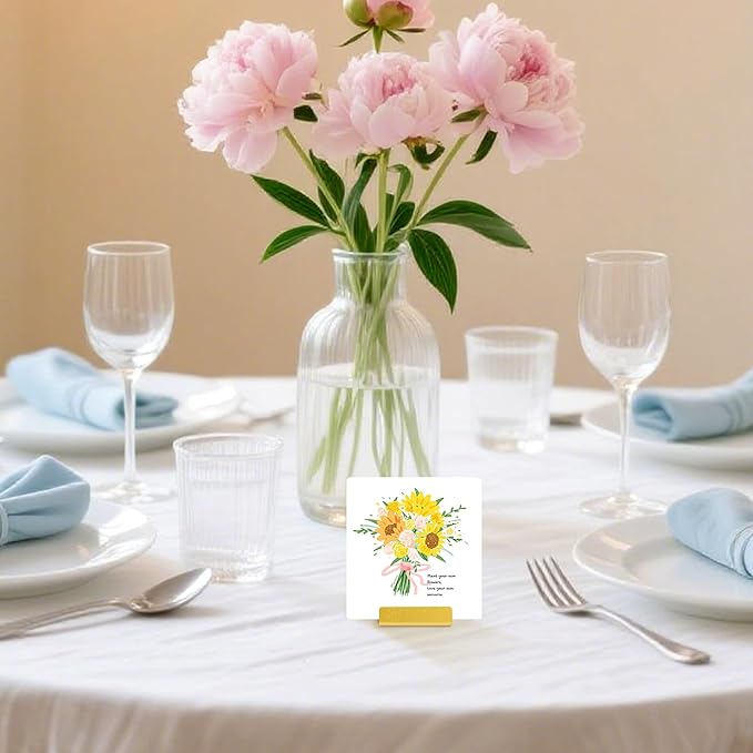 Urban Deco Table Card Holder Metal Place Card Holders Steel Card Holders for Photos, Food Signs, Memo Notes, Weddings, Restaurants, Birthday (Gold 24PK)