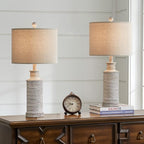 BOBOMOMO 24.5" Farmhouse Rustic Retro 24.5'' Table Lamp Set of 2 for Bedroom Living Room Traditional Nightstand End Table Lamps