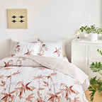 Botanical Quilt Set 3 Pieces King, Burnt Orange Leaves on White Design Reversible Bedspread Coverlet Set, Soft Microfiber Lightweight Bed Cover for All Season (102" x 90", 1 Quilt+ 2 Pillow Shams)