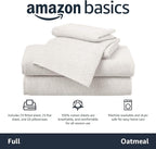 Amazon Basics 4 Piece Bed Sheets Set, 100% Cotton Jersey, Includes Super Soft, Flat and Fitted Sheets, Pillowcase, Full, Oatmeal, Solid