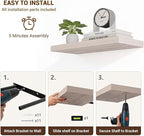 36 Inch Floating Shelves, 3D Textured Wood Grain, 36"x9.25"x1.5" Inch Deep Floating Shelves for Wall, Wooden Shelves for Bathroom, Bedroom, Living Room, Washed White