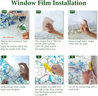 Window Privacy Film Stained Glass Decorative Static Clings Frosted Window Tint for Home Room Decor Bathroom Door Car Stickers with Glittering Effect, Removable(Blue Violet Botanical)