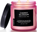 M&SENSE Cherry Blossom Scented Spring Candle, 70 Hours Long Lasting Soy Wax 11.6oz Stress Relief Aromatherapy Candles, Romantic Gifts for Women, Glass Jar for Bedroom Decor