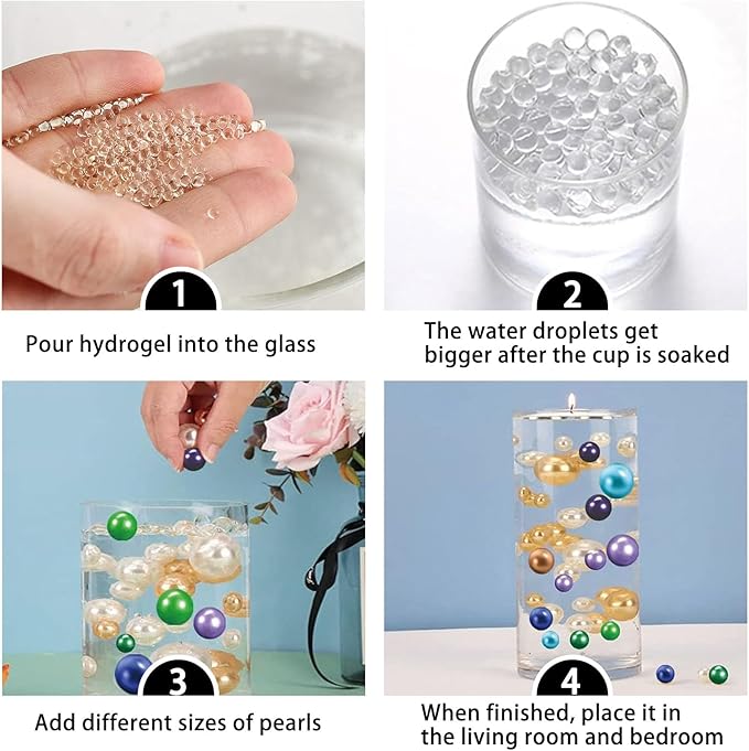 200PCS Orange Faux Pearls Beads for Centerpiece Vases, Vase Filler Faux Pearls, No Holes Filler Beads for Party Anniversary Birthday Wedding Table Decor, 10/14/20/30mm