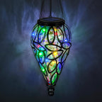 SUNNYPARK Outdoor Plastic Solar Hanging Lantern, 15 Multi Color LEDs Twinkle Effect Tear-Shaped Hanging Lantern Decor Garden Decorative Solar Lights for Backyard, Patio and Lawn