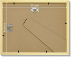 Vittanly 8.5x11 Picture Frames Set of 9, Shatter Resistant Plexiglass, Display 6x8 Pictures with Mat or 8.5x11 without Mat, Photo Frames for Wall or Tabletop, Engineered Wood, Gold