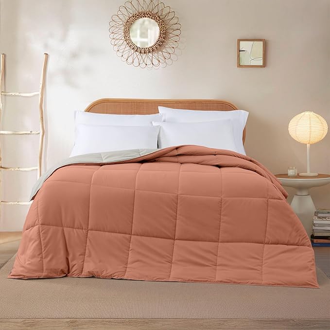 Modern Threads Down Alternative Reversible Comforter Orange Rust/Beige King