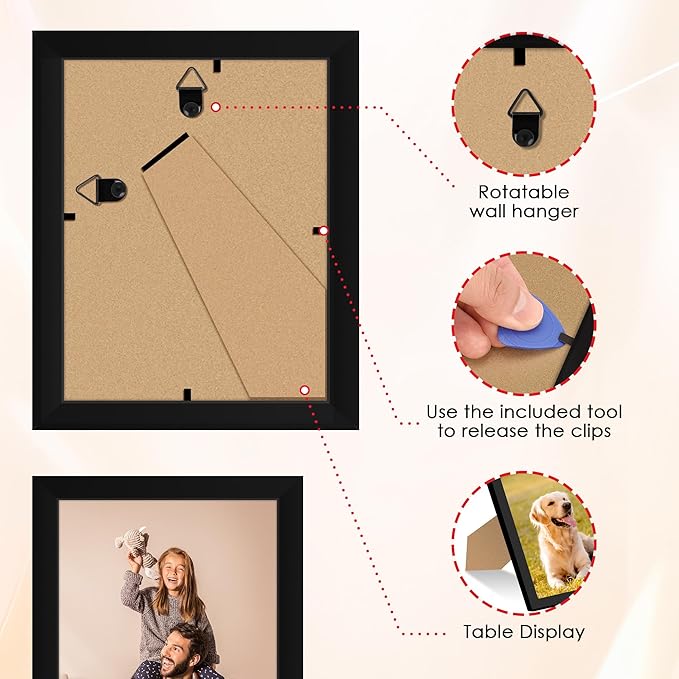 FIXSMITH 3.5x5 Picture Frame Set of 2, 3.5x5 Photo Frames with HD Plexiglass for Wall Hanging or Tabletop Display, Black