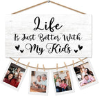 Kids Gifts Picture Frame Photo Holder for Wall, Mom Gift from Kid, Mom of Kids Boys Girls Gift, Life Is Better with My Kid Mothers Birthday Gifts Hanging Photo Display