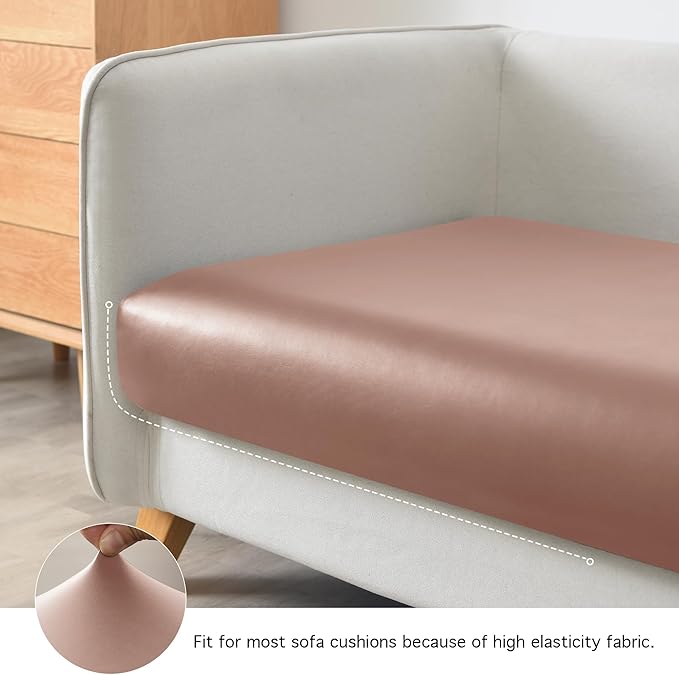 Yates Home PU Leather Couch Sofa Cushion Slipcover Water-Proof Elastic Chair RV Seat Covers Loveseat Sofa Furniture Protector Slip Cover for Seater Replacement in Living Room（Chair, Light Brown）