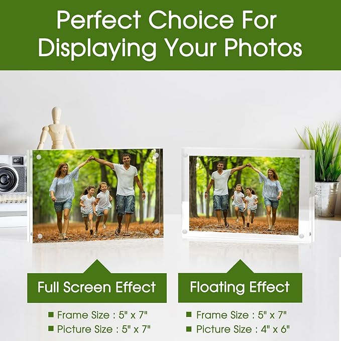 Syntrific 5x7 Acrylic Photo Frame 5Pack Premium Acrylic Photo Frame Magnetic Picture Frames Clear
