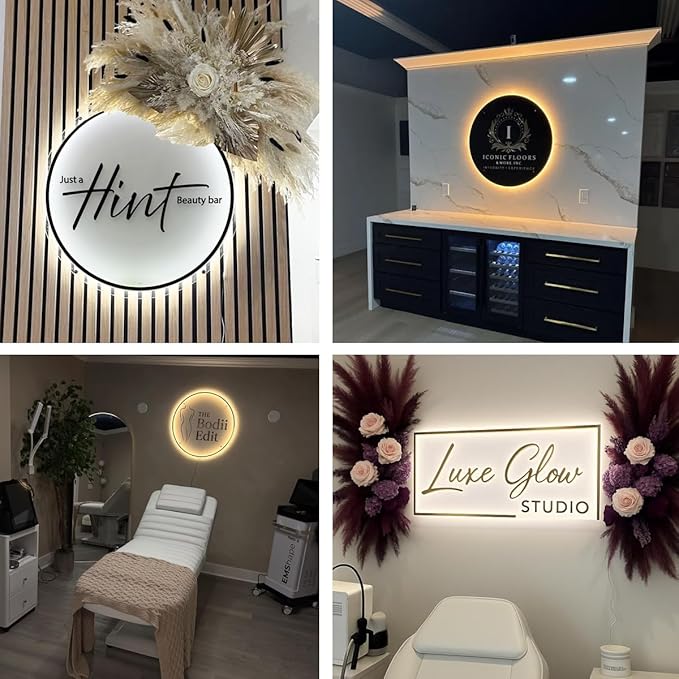 Custom Logo Business Neon Sign, Personalized Backlit Illuminated Sign for Business, Metal Floating Logo Signs for Wall Decor Store Beauty Salon Nail Hair Studio