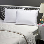 Amazon Basics Down Alternative Bed Pillows and Pillow Protector Case 2-Piece Set, Medium Density, Standard - Pack of 2, White, 26"L x 20"W