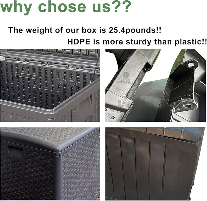 33 Gallon Small Storage Box with Lid,Waterproof Indoor Outdoor Storage Container for Package Delivery,Patio Cushions, Gardening Tools, Pool Accessories, Lockable Resin Deck Box with handle