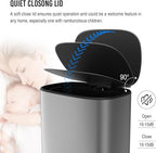 13 Gallon Stainless Steel Foot Pedal Large Trash Can with Soft Close Quiet Lid, Stainless Steel Thickened Body Oval Garbage Can with 30 Garbage Bags for Kitchen/Home/Office and More - Silver Gray