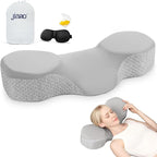 Cervical Pillow for Neck Pain Relief, 2024 Portable Memory Foam Pillow with Travel Bag, 3D Eye Masks and Earplugs, Washable Pillowcase, Side Sleeper Pillow for Adults Back Stomach Sleeper
