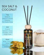 M&SENSE Seasalt Coconut Reed Diffuser: 6.3 fl oz Non-Toxic Aroma Set with Sticks, Light & Subtle Fragrance, Long-Lasting Natural Essential Oil Gifts for Bedroom, Shelf Decor & Small Spaces