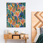 ICMOLYYENLO Boho Green Leaves Tapestry, Mid Century Abstract Tropical Palm Leaves Modern Minimalist Geometric Wall Hanging, Neutral Home Decor Art for Living Room Bedroom Dorm 40x60 Inch