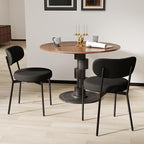 Dining Chairs Set of 2 pcs, Boucle Comfortable Upholstered Seat Fabric with Curved Backrest, Mid Century Modern Contemporary Scandinavian Designer Chairs Ideal for Dining Room, Kitchen, Black