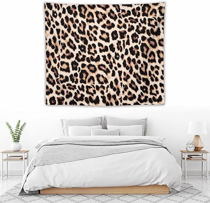 HZOHNAGO Leopard Print Tapestry Rustic Brown Leopard Wild Animal Printed Wall Tapestry Painting Wall Hanging for Bedroom Living Room Dorm 60" W x 50" H