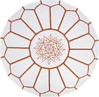 Marrakesh Gallery Genuine Leather Round Pouf Unstuffed - Moroccan Ottoman Footstool, Footrest Cover - Boho Decor - Bohemian Living Room, Bedroom, Kids Room, Gift & Wedding