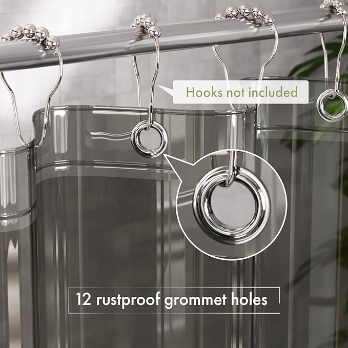 AmazerBath Transparent Black Shower Curtain Liner, 72x72 Shower Liner, Lightweight Plastic Shower Curtain Liners, Cute Waterproof Shower Liner for Bathroom with 3 Magnets and 12 Grommet Holes