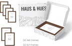 HAUS AND HUES Walnut Oak Wood Gallery Wall Tabletop Frames Made with Real American Oak and Shatter-free Plexiglass - Set of 6 (Four 4x6, Two 5x7, Framed Walnut)