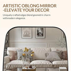 ANDY STAR Brushed Nickel Bathroom Mirror, 30x40” Oblong Mirror with Stainless Steel Metal Frame, Silver Oval Vanity Mirror for Over Sink, Modern Anti Rust Wall Mounted