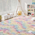 4x6 Ft Shag Kids Colorful Rugs for Bedroom, Ultra Soft Fluffy Furry Area Rugs for Nursery Living Room Indoor Floor, Aesthetic Carpet Home Decor (Rainbow)