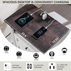 26" Tall 2 Drawers Dresser for Bedroom, Farmhouse 23.6" Wide Large Nightstand with Charging Station, Wood Rustic Side Table w/Roman Column, End Table for Bedroom, Living Room, White