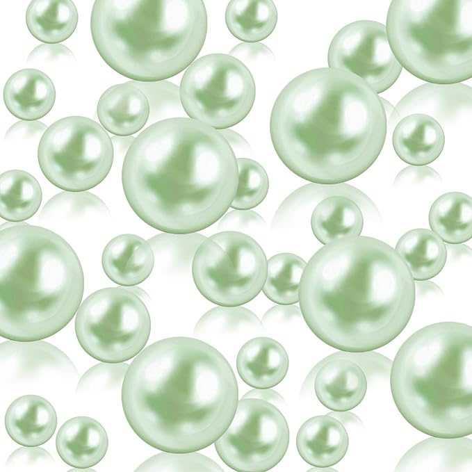 Light Green Vase Filler | 150PCS Pearls Bead for Centerpieces Vases | 8/14/20 mm No Hole Beads, Fake Pearls for Wedding Birthday Easter Theme Party Table Centerpieces Decor