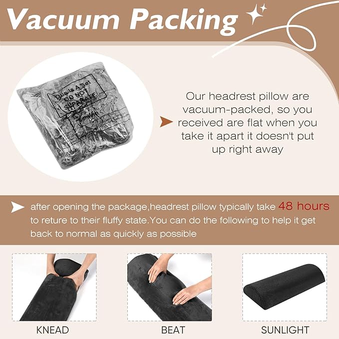 Yalikop 2 Pcs Non Slip Recliner Head Pillow Half Moon Bolster Pillow Set Neck Pillow for Office Chair Foot Pillow for Head Ankle Lumbar Support Leg Elevation Sleeping, Sofas and Loveseats (Black)