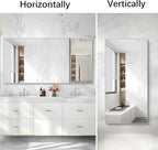 Silver Bathroom Mirror for Wall, 30x60 Inch Rectangle Mirrors with Metal Frame, Modern Vanity Large Wall Mirror for Bathroom Living Room, Entryway Hangs Horizontal or Vertical