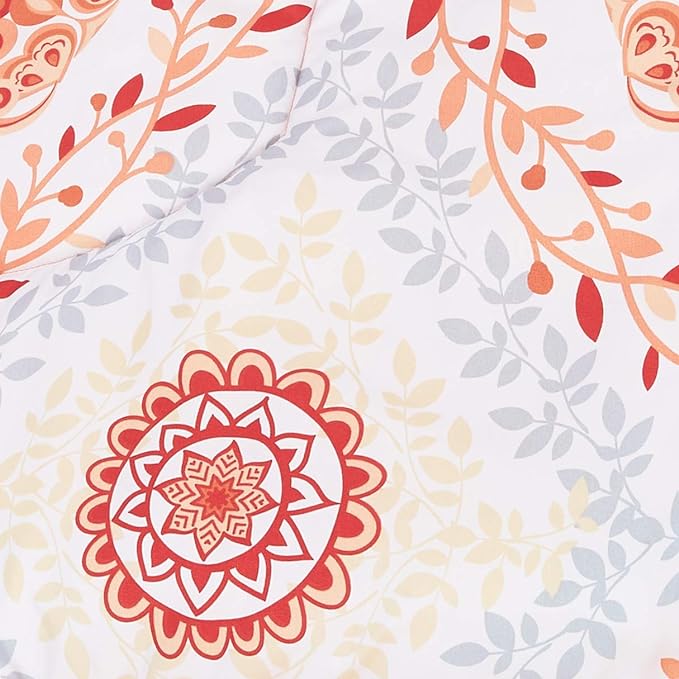 Amazon Basics Twin/Twin XL Comforter Set with Printed Sheets, 5-Piece Coral Medallion Bedding, Lightweight Microfiber Bed-in-a-Bag