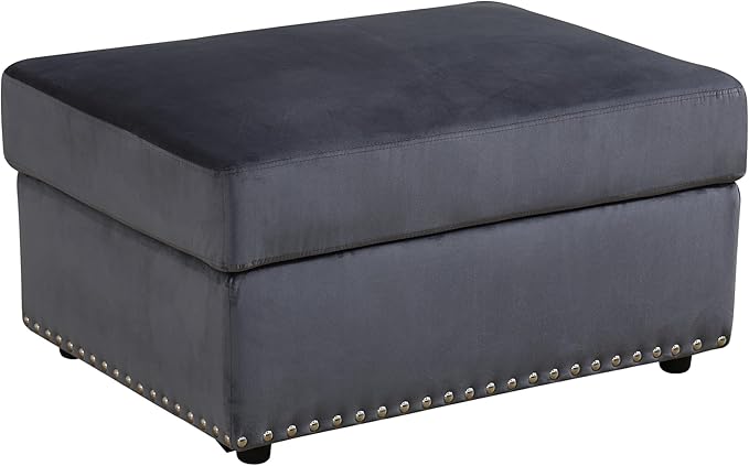Ottoman Rectangular Storage Ottoman Bench, Flannel Footrest Stool Footstool with Lid for Living Room, Bedroom, Entryway, Brown, 33.5"x25.5"x18"