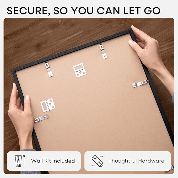 Homeforia Oak Wooden Poster Frame, 27x40, Black, Matted, Wall Mount, Modern Style, Set of 1