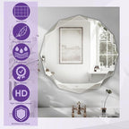 Bathroom Mirror for Wall, 24" x 24" Circle Bathroom Vanity Mirror, Beveled Edge Frameless Wall Mount Vanity Mirror, Decorative Round Irregular Beveled Edge