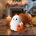 1 Pcs Halloween Ghost Figurine Resin Cute Sculpture Mini Statue Table Ornament Halloween Decorations Indoor Small White Spooky Pumpkin Ghost Decor Figurines for Table Desk Tray Shelf Bedroom