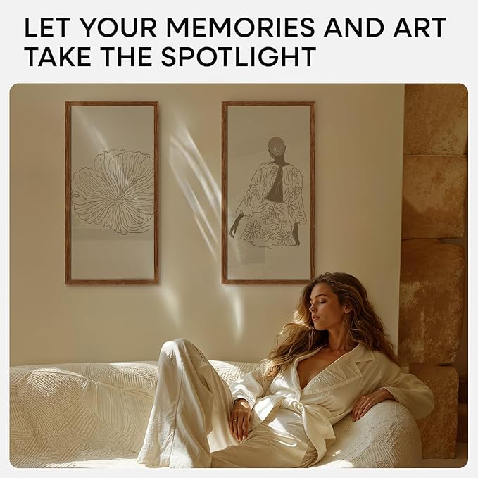 Homeforia 11x22 Newspaper Frame Brown, High End Dark Oak 11 x 22 Picture Frame Wood without Mat, 22x11 Wooden Walnut Poster Frames for Wall, 11 by 22 Display Frames, Tempered Glass, Wall Kit, Set of 1