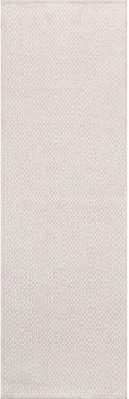 CAMILSON Indoor and Outdoor Runner Rug Off-White Solid Woven Design Easy-Cleaning Non Shedding Farmhouse Living Room Bedroom Garden Patio and Kitchen Washable Outside Carpet Alfombras (2x7)