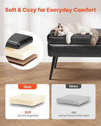 VEVOR Leather Storage Ottoman Bench, PU Leather Bench with Storage and Metal Legs, Modern Shoe Benches Seat for Entryway, Upholstered End of Bed Benches for Living Room, Dining Room, Hallway, Black