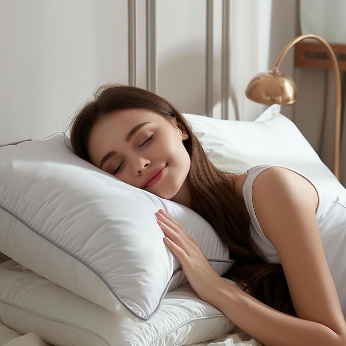 Hotel Grand Luxury White Goose Feather Down Pillow Medium Firm Hypoallergenic Bed Pillow King Size Upgrade Hotel Collection Fluffy Pillow for Sleeping, 36"x20",1 Pack