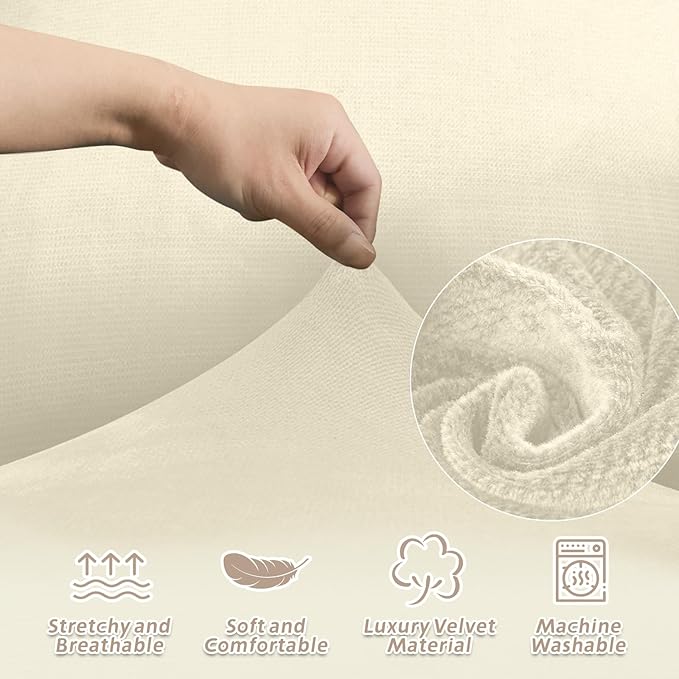 Arfntevss Sectional Recliner Couch Covers Velvet Washable Corner Sectional Sofa Cover for Reclining Stretch Soft Thick L Shape Recliner Slipcover Set (5 Seat with 1 Console Cover, Beige)