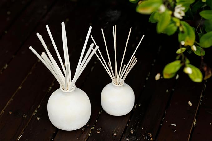 BLUEME Focus-Eucalyptus & Lime, 5.92 Fl Oz Wellness Diffuser, Contains Essential Oil, Sustainable, Hand Finished, Premium, Luxury Ceramic, Natural Rattan Reeds