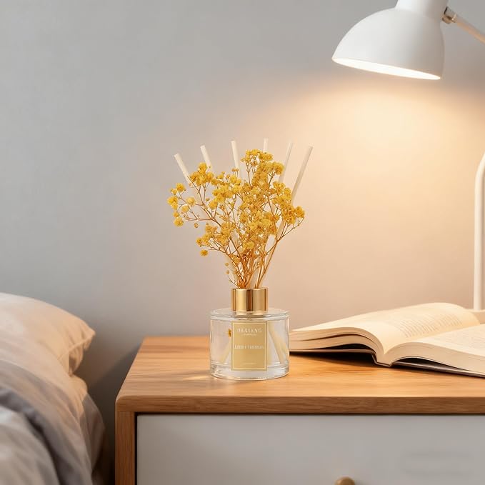 Reed Diffuser Set - 3.38 fl oz (100ml) Lemon Verbena Essential Oil with 6 Reed Sticks | Home & Bathroom Decor