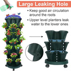 Vertical Planter, 7 Tier Stackable Strawberry Planter with Garden Tool Set, Movable Indoor/Outdoor Garden Herb Pot for Growing Vegetables and Succulents, Green