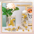 300Pcs Vase Filler BrightGold No Hole Faux Pearl Beads for Vase Filling Decorations, Candle Centerpieces, Wedding Centerpieces, Home Party Decor (8/14/20mm)